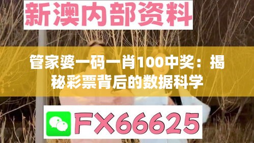 管家婆一码一肖100中奖：揭秘彩票背后的数据科学