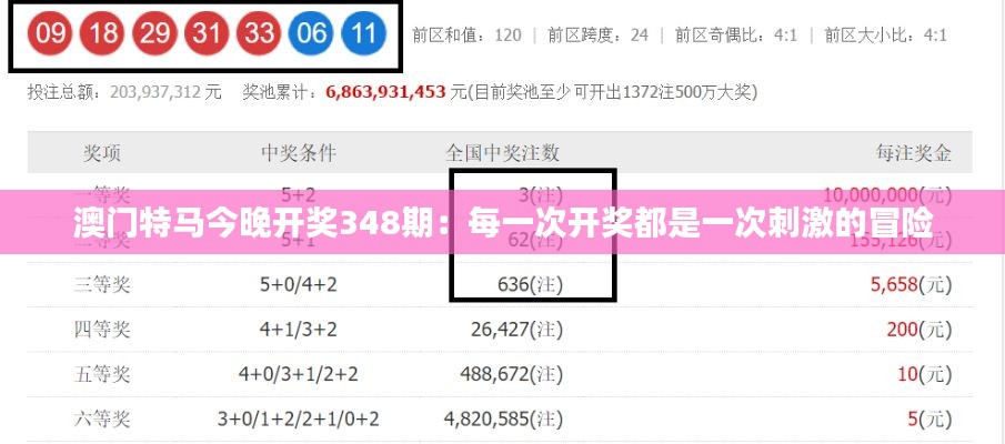 澳门特马今晚开奖348期：每一次开奖都是一次刺激的冒险